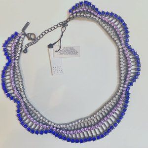 *NEW WITH TAGS* Jeweled collar necklace with blue and silver rhinestones